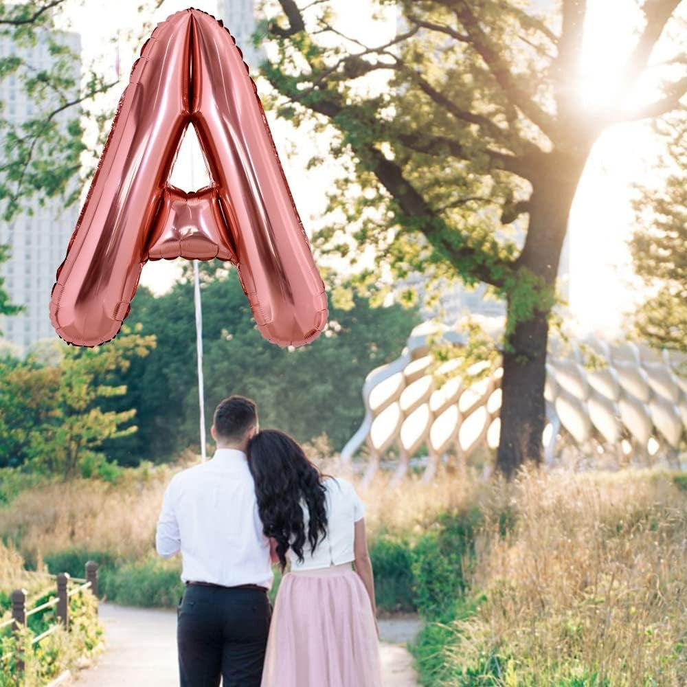 Balon Folie Metalizata Litera A, 80 Cm, Umflati Cu Heliu Sau Aer, Ambalaj Individual, Pai Inclus, Rose Gold - vivimall.ro