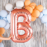 Balon Folie Metalizata Litera B, 100 Cm, Umflati Cu Heliu Sau Aer, Ambalaj Individual, Pai Inclus, Rose Gold - vivimall.ro