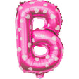 Balon Folie Metalizata Litera B, Vivimall, 40 cm, Cu Imprimeu Inimioare, Umflati cu Heliu sau Aer, Ambalaj Individual, Pai inclus, Roz - vivimall.ro
