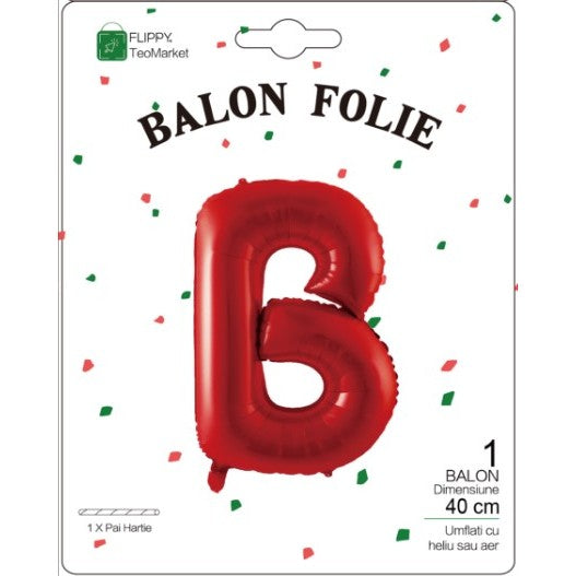 Balon Folie Metalizata Litera B, 40 Cm, Umflati Cu Heliu Sau Aer, Ambalaj Individual, Pai Inclus - vivimall.ro