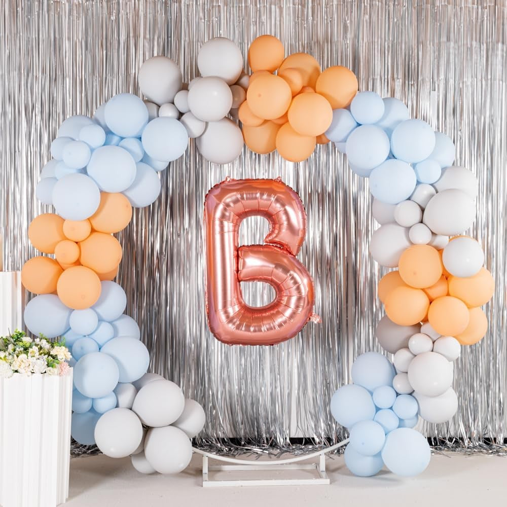 Balon Folie Metalizata Litera B, Vivimall, 80 cm, Umflati cu Heliu sau Aer, Ambalaj Individual, Pai inclus, Rose Gold - vivimall.ro