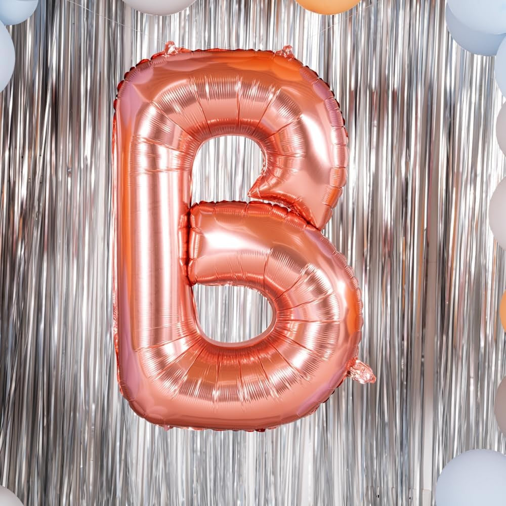 Balon Folie Metalizata Litera B, 80 Cm, Umflati Cu Heliu Sau Aer, Ambalaj Individual, Pai Inclus, Rose Gold - vivimall.ro
