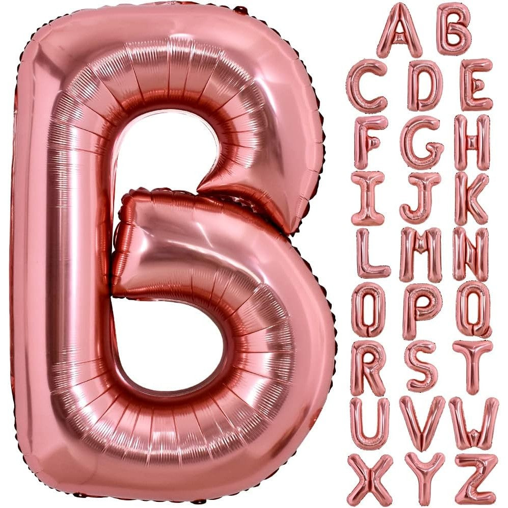 Balon Folie Metalizata Litera B, 80 Cm, Umflati Cu Heliu Sau Aer, Ambalaj Individual, Pai Inclus, Rose Gold - vivimall.ro