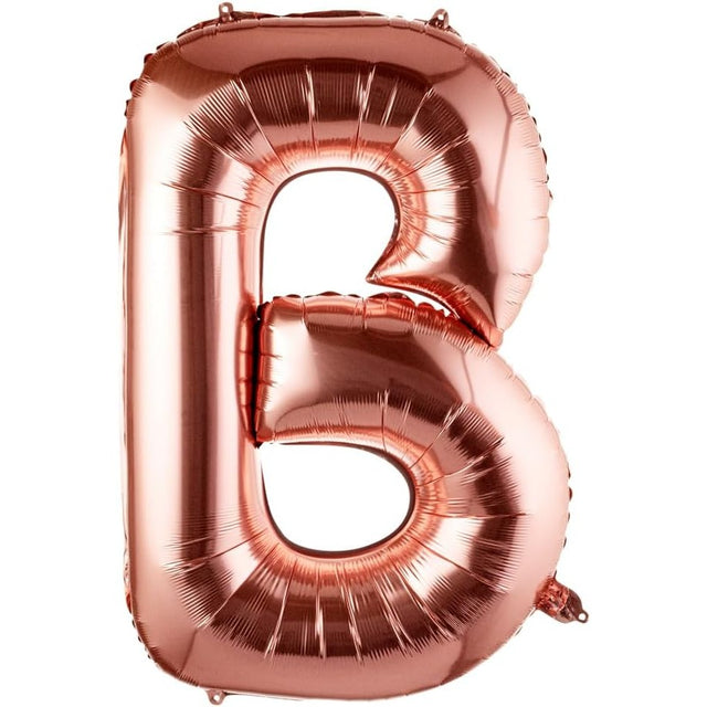 Balon Folie Metalizata Litera B, 80 Cm, Umflati Cu Heliu Sau Aer, Ambalaj Individual, Pai Inclus, Rose Gold - vivimall.ro