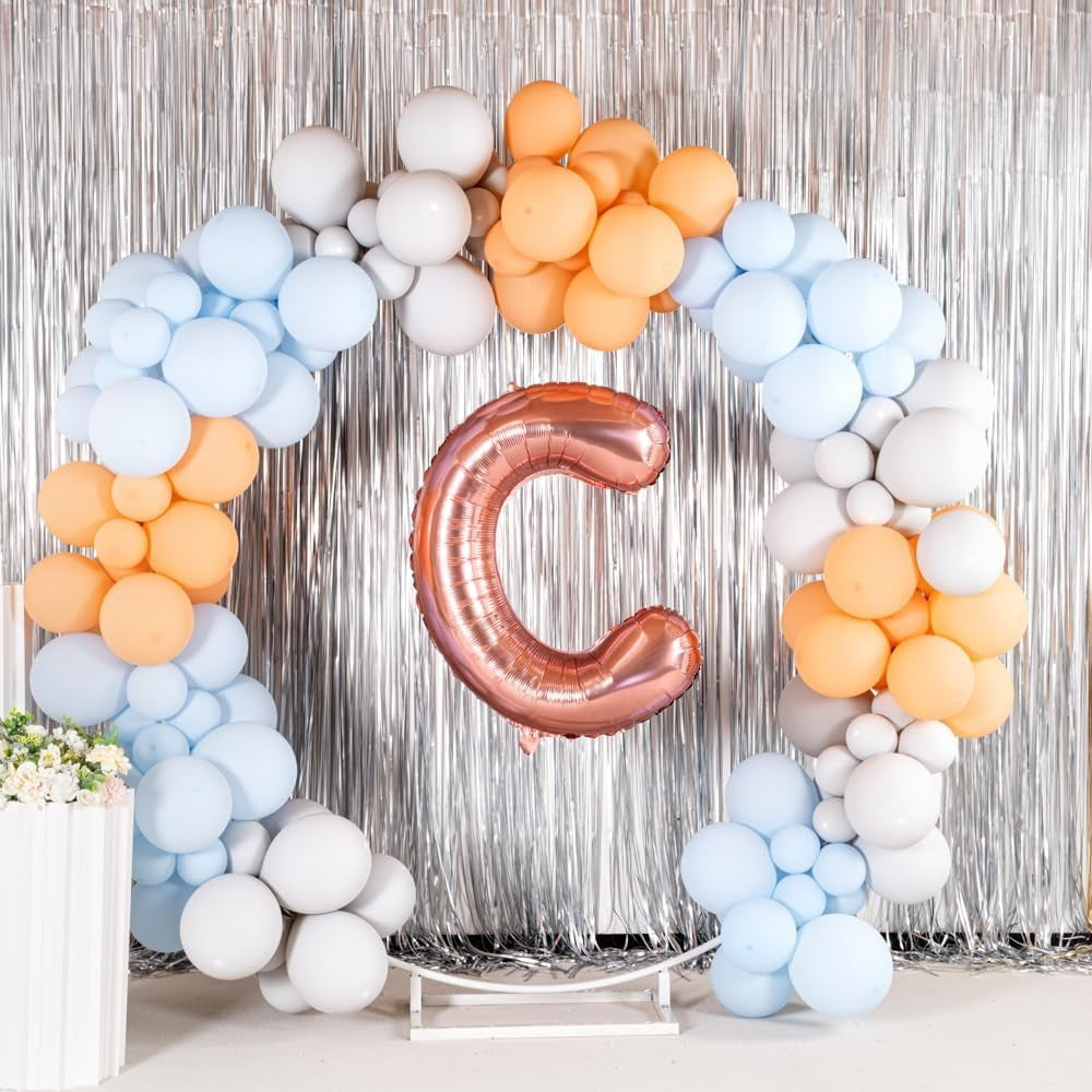 Balon Folie Metalizata Litera C, Vivimall, 100 cm, Umflati cu Heliu sau Aer, Ambalaj Individual, Pai inclus, Rose Gold - vivimall.ro