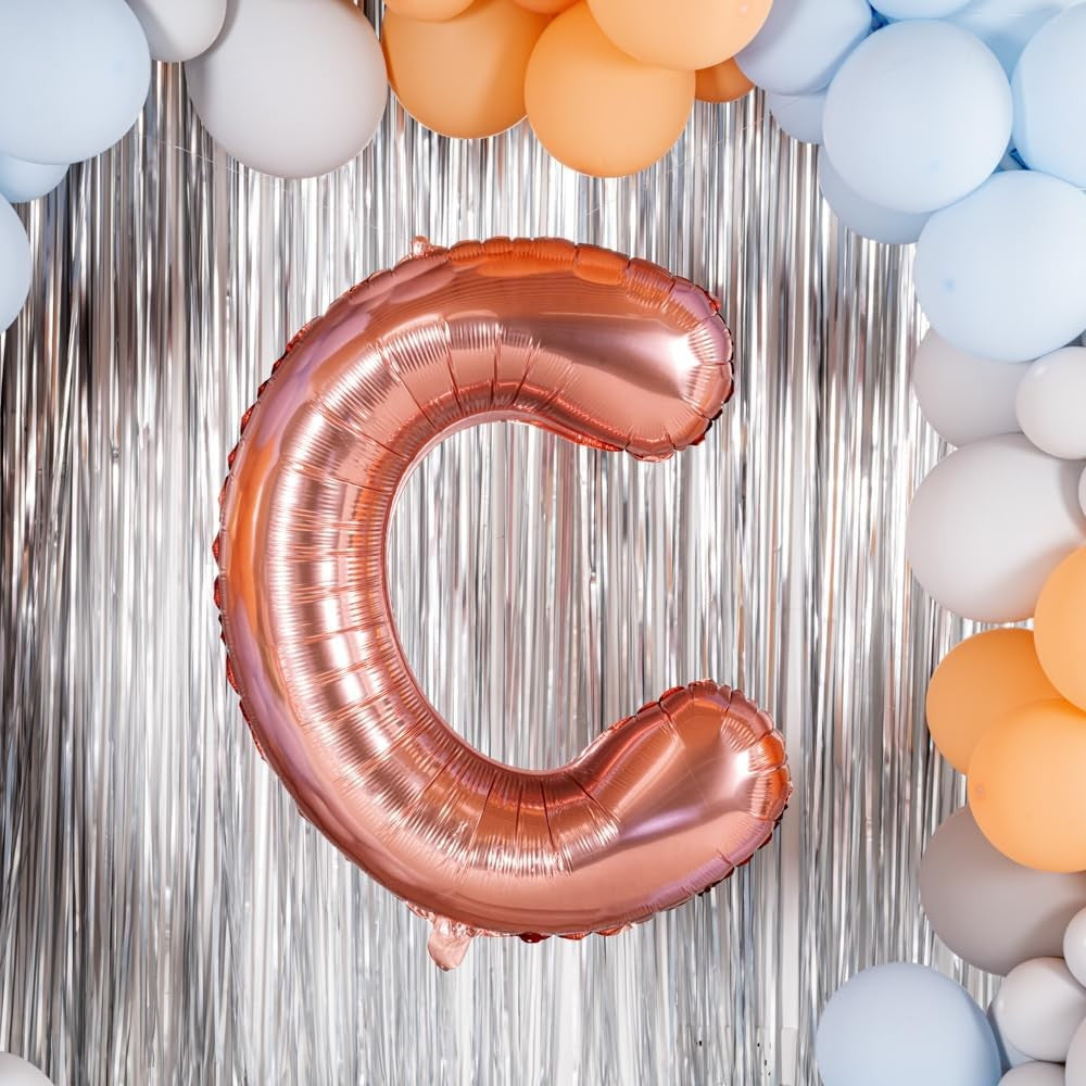 Balon Folie Metalizata Litera C, 100 Cm, Umflati Cu Heliu Sau Aer, Ambalaj Individual, Pai Inclus, Rose Gold - vivimall.ro