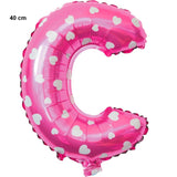 Balon Folie Metalizata Litera C, 40 Cm, Cu Imprimeu Inimioare, Umflati Cu Heliu Sau Aer, Ambalaj Individual, Pai Inclus - vivimall.ro