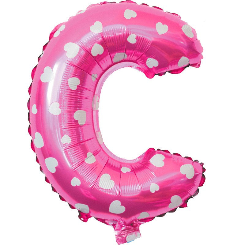 Balon Folie Metalizata Litera C, 40 Cm, Cu Imprimeu Inimioare, Umflati Cu Heliu Sau Aer, Ambalaj Individual, Pai Inclus - vivimall.ro