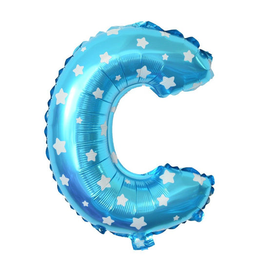 Balon Folie Metalizata Litera C, Vivimall, 40 cm, Cu Imprimeu Stelute, Umflati cu Heliu sau Aer, Ambalaj Individual, Pai inclus, Albastru - vivimall.ro