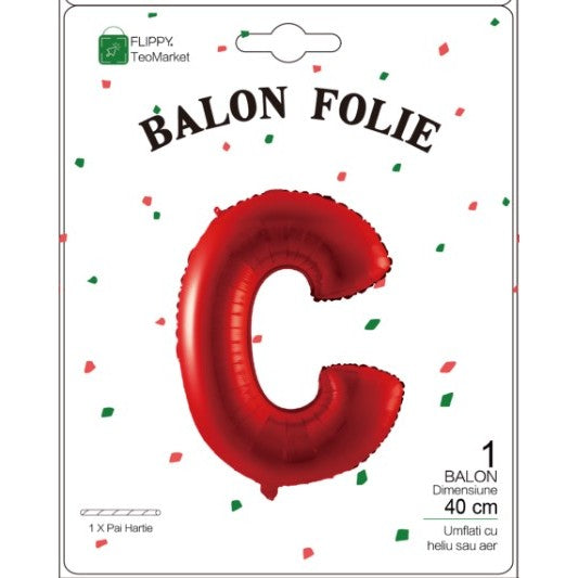Balon Folie Metalizata Litera C, 40 Cm, Umflati Cu Heliu Sau Aer, Ambalaj Individual, Pai Inclus - vivimall.ro