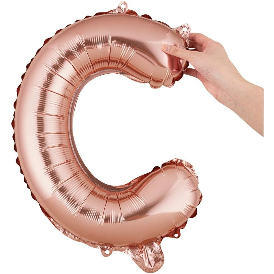 Balon Folie Metalizata Litera C, 40 Cm, Umflati Cu Heliu Sau Aer, Ambalaj Individual, Pai Inclus, Rose Gold - vivimall.ro