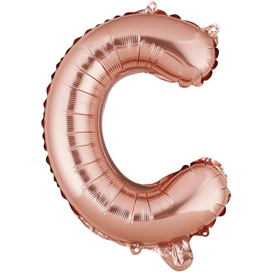 Balon Folie Metalizata Litera C, 40 Cm, Umflati Cu Heliu Sau Aer, Ambalaj Individual, Pai Inclus, Rose Gold - vivimall.ro