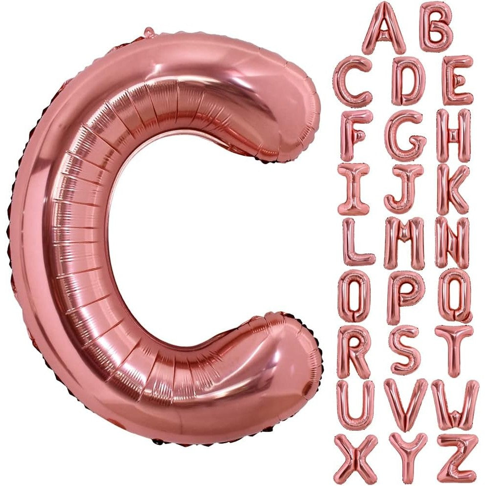Balon Folie Metalizata Litera C, Vivimall, 80 cm, Umflati cu Heliu sau Aer, Ambalaj Individual, Pai inclus, Rose Gold - vivimall.ro