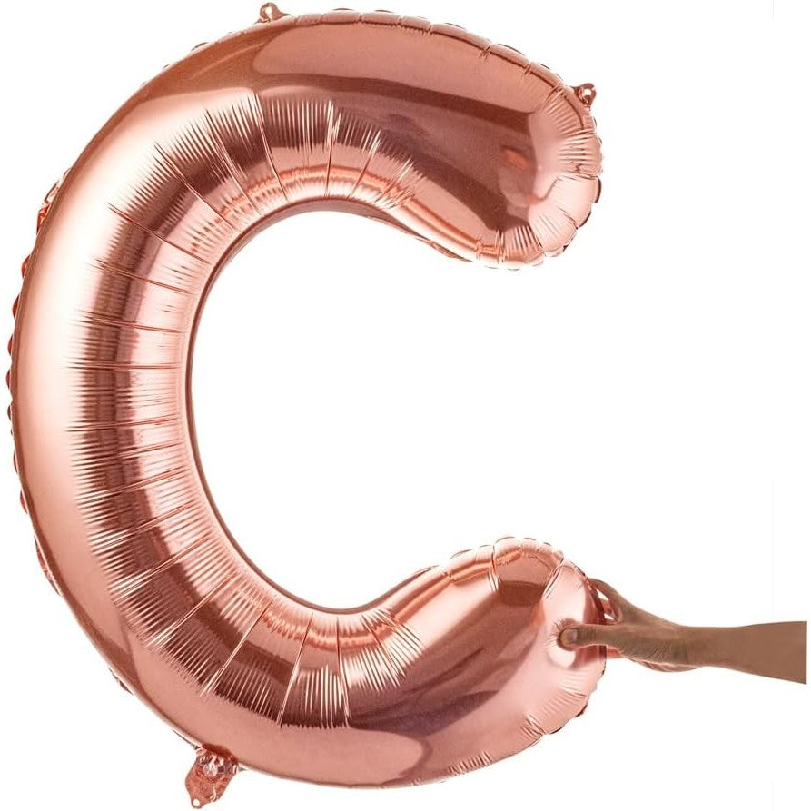 Balon Folie Metalizata Litera C, 80 Cm, Umflati Cu Heliu Sau Aer, Ambalaj Individual, Pai Inclus, Rose Gold - vivimall.ro