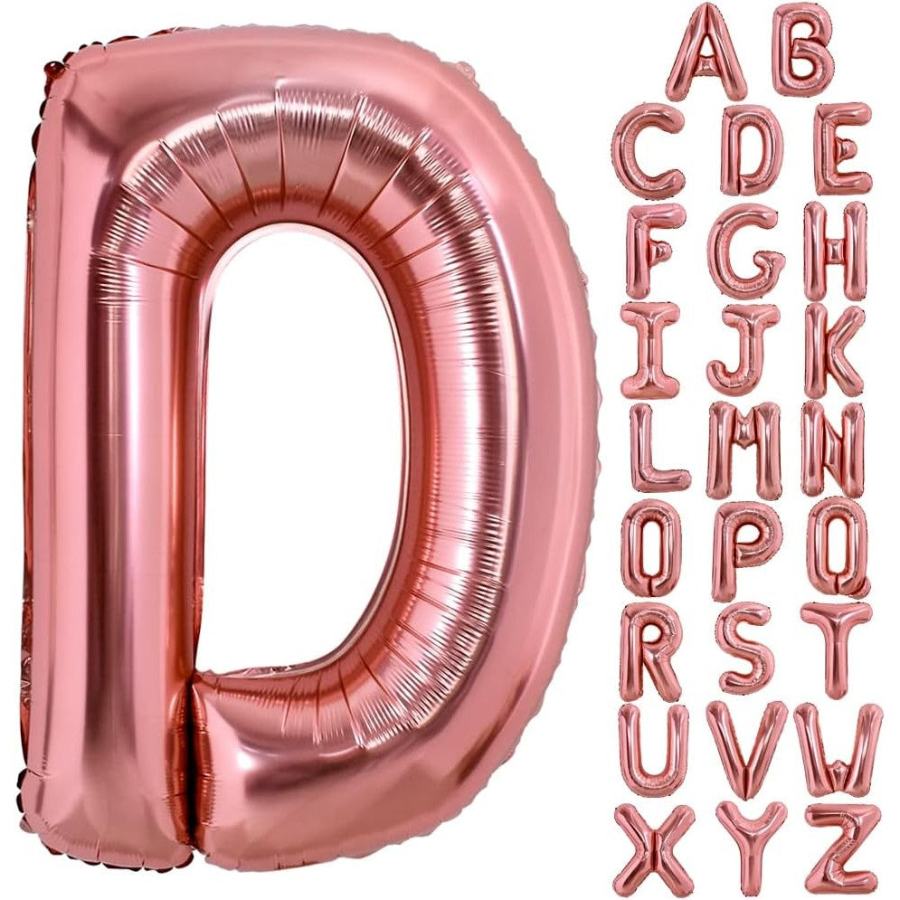 Balon Folie Metalizata Litera D, 100 Cm, Umflati Cu Heliu Sau Aer, Ambalaj Individual, Pai Inclus, Rose Gold - vivimall.ro