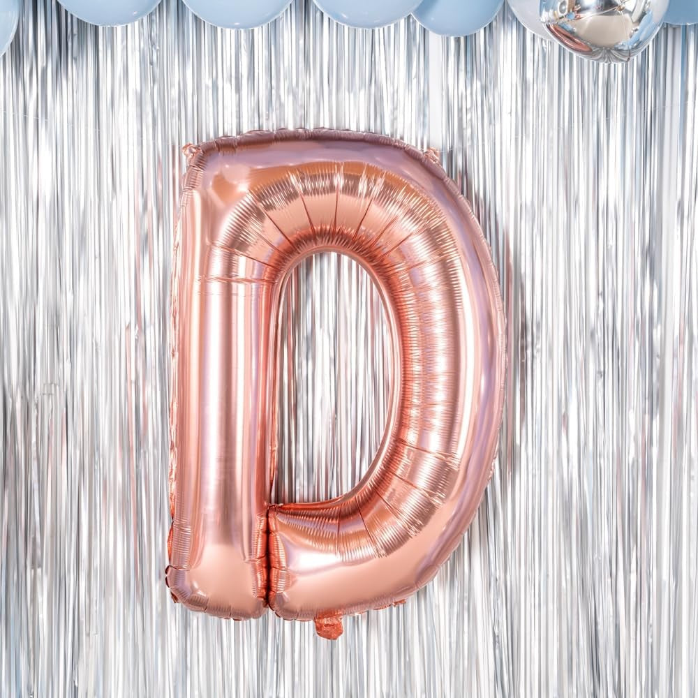 Balon Folie Metalizata Litera D, 100 Cm, Umflati Cu Heliu Sau Aer, Ambalaj Individual, Pai Inclus, Rose Gold - vivimall.ro
