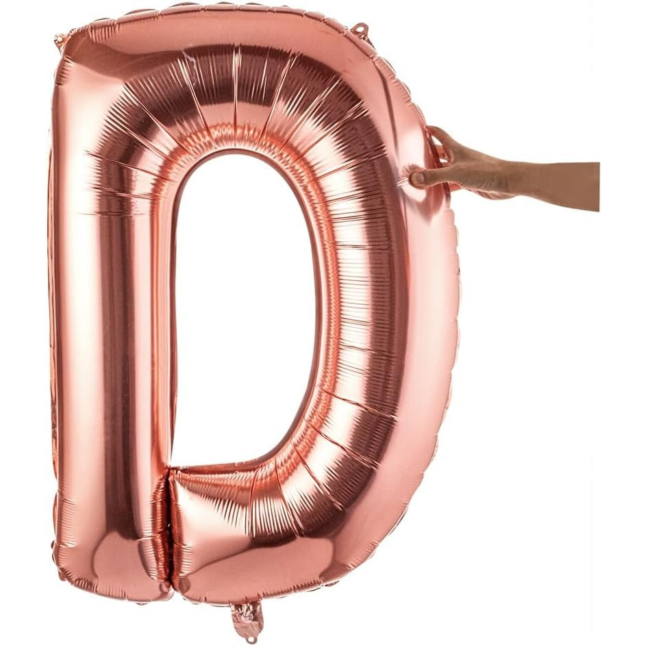 Balon Folie Metalizata Litera D, 100 Cm, Umflati Cu Heliu Sau Aer, Ambalaj Individual, Pai Inclus, Rose Gold - vivimall.ro