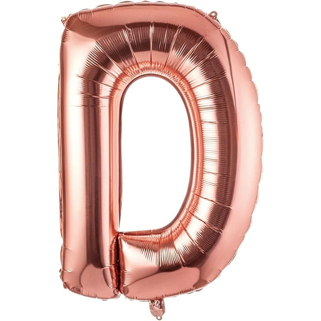 Balon Folie Metalizata Litera D, 100 Cm, Umflati Cu Heliu Sau Aer, Ambalaj Individual, Pai Inclus, Rose Gold - vivimall.ro