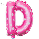 Balon Folie Metalizata Litera D, 40 Cm, Cu Imprimeu Inimioare, Umflati Cu Heliu Sau Aer, Ambalaj Individual, Pai Inclus - vivimall.ro