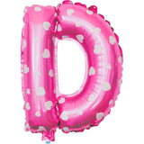 Balon Folie Metalizata Litera D, Vivimall, 40 cm, Cu Imprimeu Inimioare, Umflati cu Heliu sau Aer, Ambalaj Individual, Pai inclus, Roz - vivimall.ro