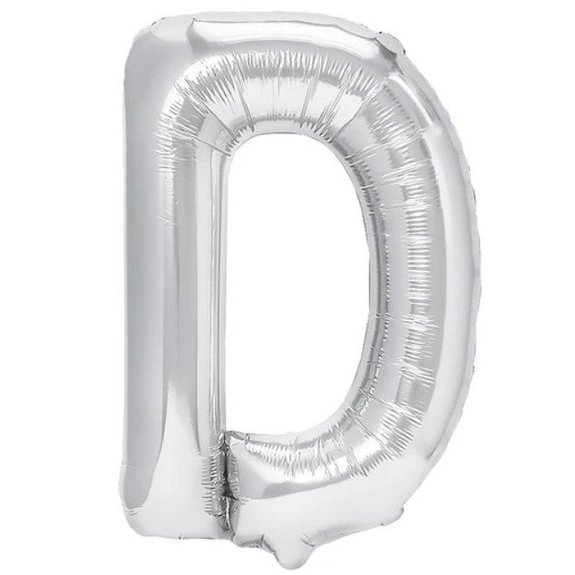 Balon Folie Metalizata Litera D, Vivimall, 80 cm, Umflati cu Heliu sau Aer, Ambalaj Individual, Pai inclus, Argintiu - vivimall.ro