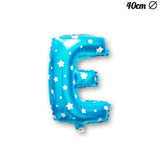 Balon Folie Metalizata Litera E, Vivimall, 40 cm, Cu Imprimeu Stelute, Umflati cu Heliu sau Aer, Ambalaj Individual, Pai inclus, Albastru - vivimall.ro