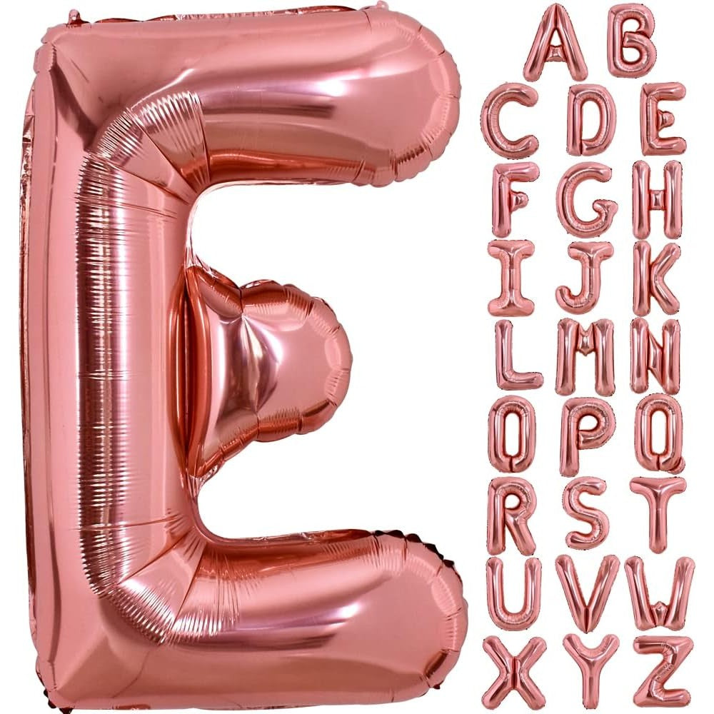 Balon Folie Metalizata Litera E, 80 Cm, Umflati Cu Heliu Sau Aer, Ambalaj Individual, Pai Inclus, Rose Gold - vivimall.ro