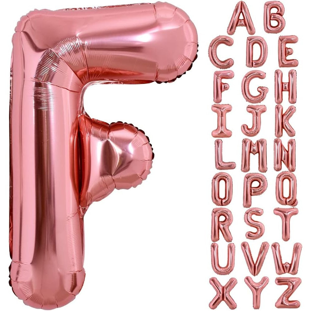 Balon Folie Metalizata Litera F, 100 Cm, Umflati Cu Heliu Sau Aer, Ambalaj Individual, Pai Inclus, Rose Gold - vivimall.ro