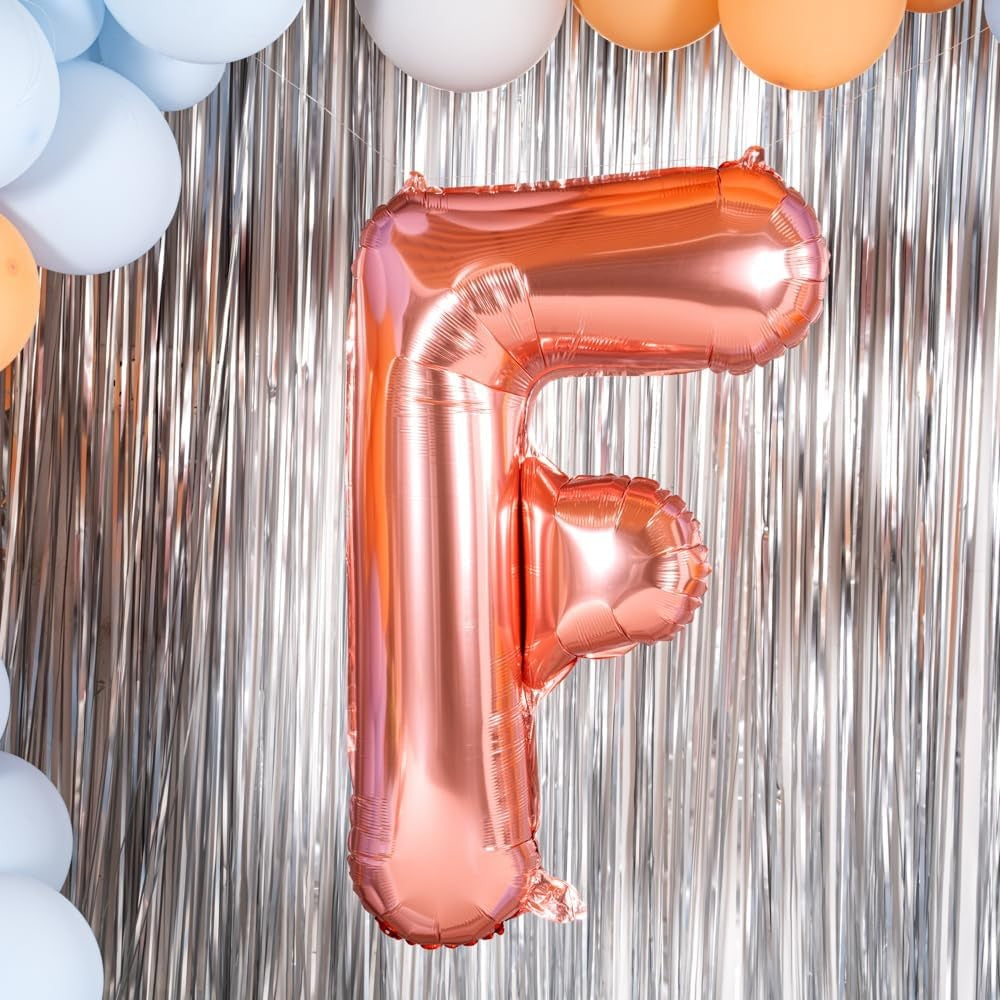 Balon Folie Metalizata Litera F, 100 Cm, Umflati Cu Heliu Sau Aer, Ambalaj Individual, Pai Inclus, Rose Gold - vivimall.ro