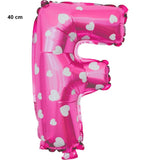 Balon Folie Metalizata Litera F, Vivimall, 40 cm, Cu Imprimeu Inimioare, Umflati cu Heliu sau Aer, Ambalaj Individual, Pai inclus, Roz - vivimall.ro