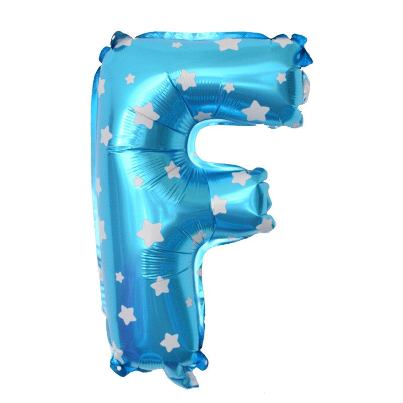 Balon Folie Metalizata Litera F, 40 Cm, Cu Imprimeu Stelute, Umflati Cu Heliu Sau Aer, Ambalaj Individual, Pai Inclus - vivimall.ro