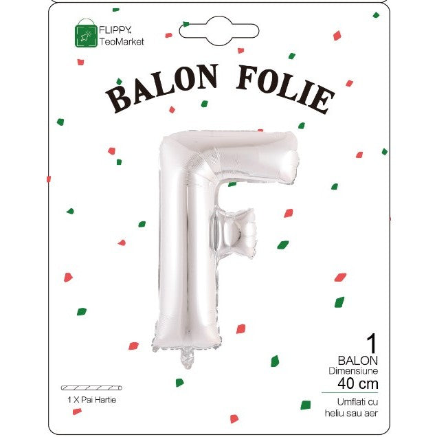 Balon Folie Metalizata Litera F, 40 Cm, Umflati Cu Heliu Sau Aer, Ambalaj Individual, Pai Inclus - vivimall.ro