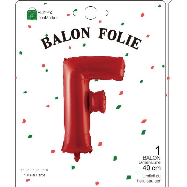 Balon Folie Metalizata Litera F, 40 Cm, Umflati Cu Heliu Sau Aer, Ambalaj Individual, Pai Inclus - vivimall.ro