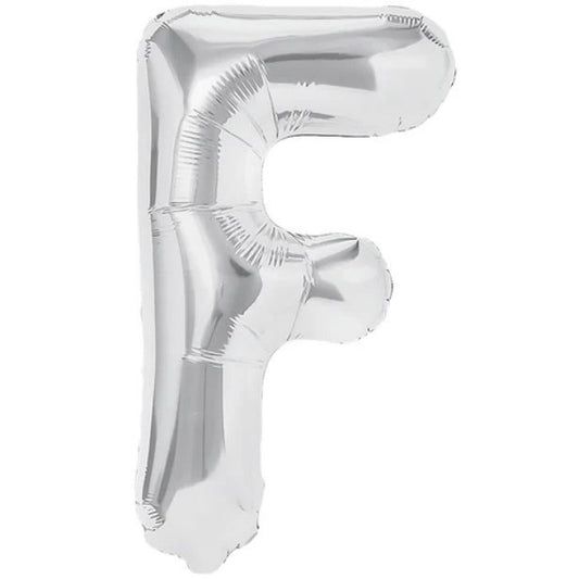Balon Folie Metalizata Litera F, Vivimall, 80 cm, Umflati cu Heliu sau Aer, Ambalaj Individual, Pai inclus, Argintiu - vivimall.ro