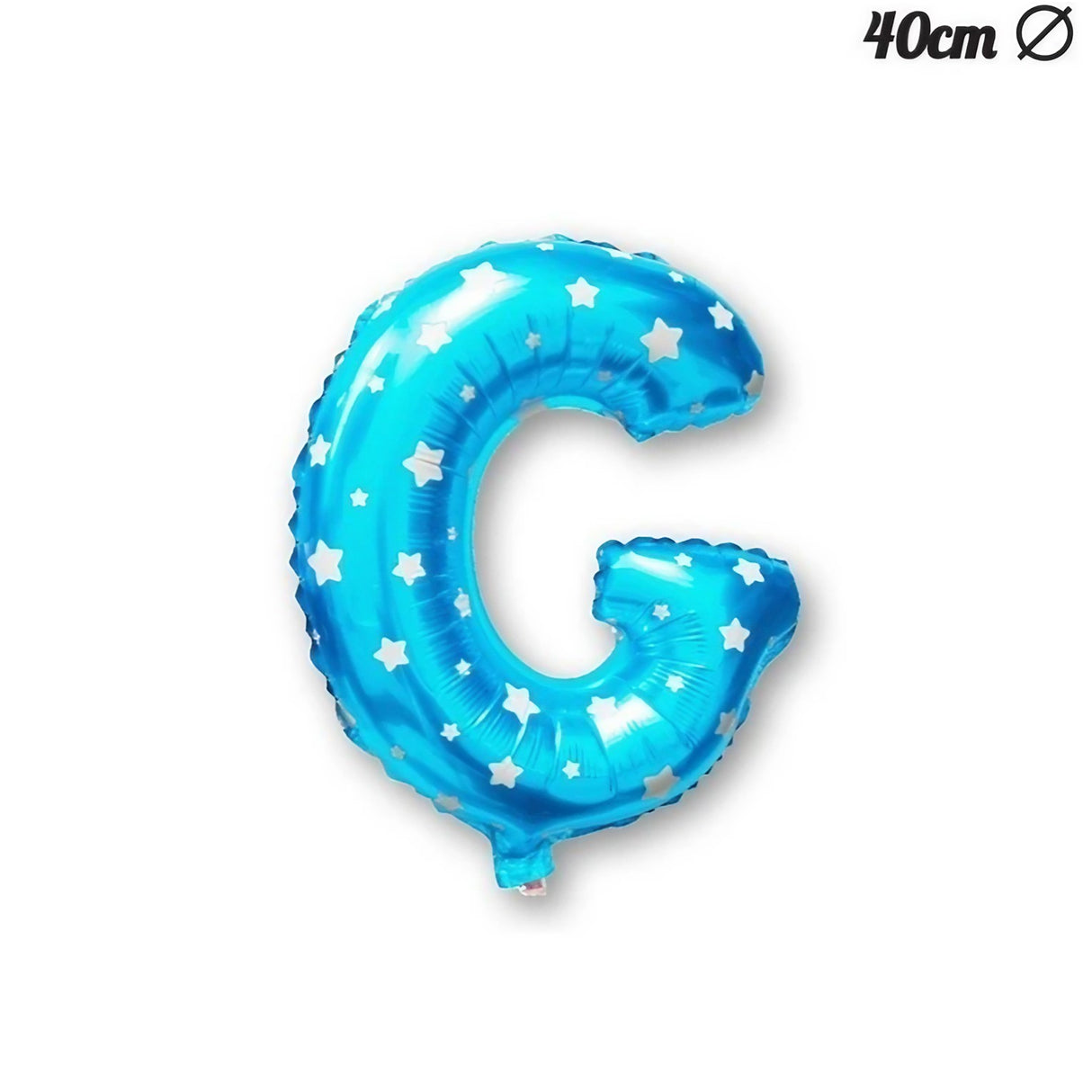 Balon Folie Metalizata Litera G, Vivimall, 40 cm, Cu Imprimeu Stelute, Umflati cu Heliu sau Aer, Ambalaj Individual, Pai inclus, Albastru - vivimall.ro