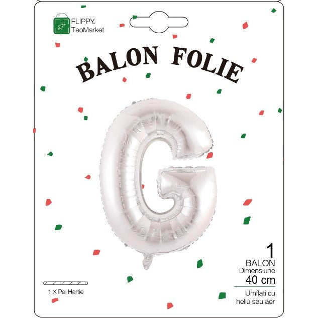 Balon Folie Metalizata Litera G, 40 Cm, Umflati Cu Heliu Sau Aer, Ambalaj Individual, Pai Inclus - vivimall.ro