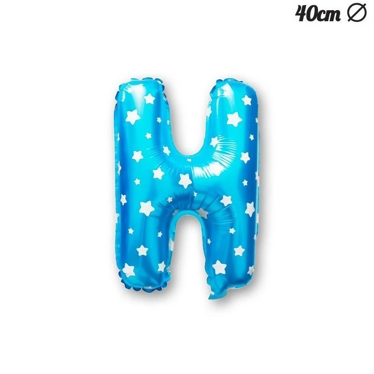 Balon Folie Metalizata Litera H, 40 Cm, Cu Imprimeu Stelute, Umflati Cu Heliu Sau Aer, Ambalaj Individual, Pai Inclus - vivimall.ro