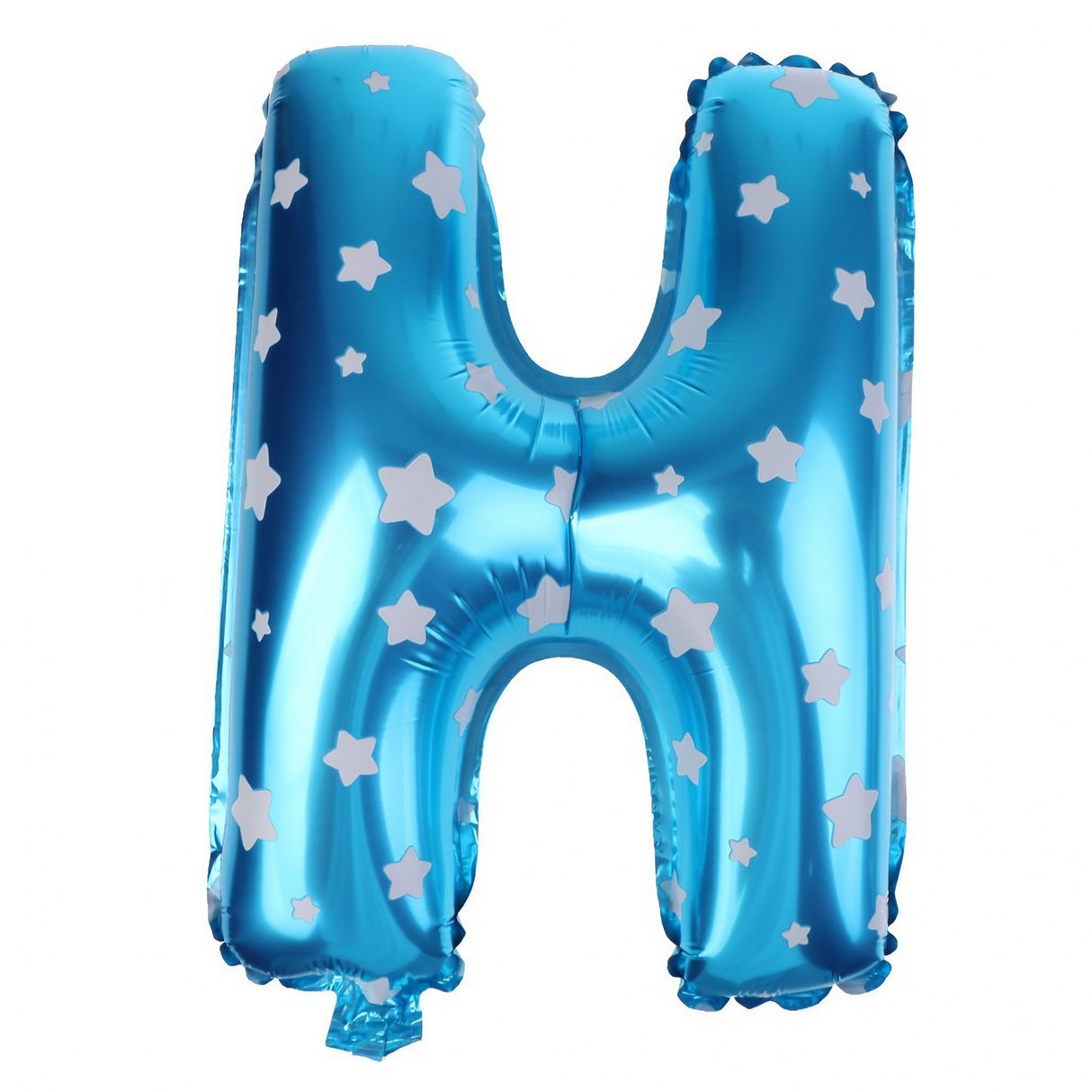 Balon Folie Metalizata Litera H, Vivimall, 40 cm, Cu Imprimeu Stelute, Umflati cu Heliu sau Aer, Ambalaj Individual, Pai inclus, Albastru - vivimall.ro