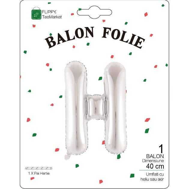 Balon Folie Metalizata Litera H, 40 Cm, Umflati Cu Heliu Sau Aer, Ambalaj Individual, Pai Inclus - vivimall.ro
