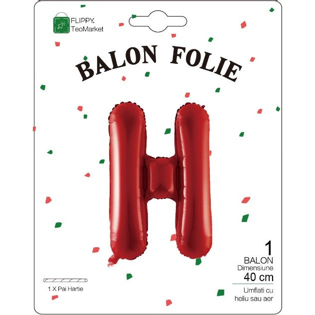 Balon Folie Metalizata Litera H, 40 Cm, Umflati Cu Heliu Sau Aer, Ambalaj Individual, Pai Inclus - vivimall.ro