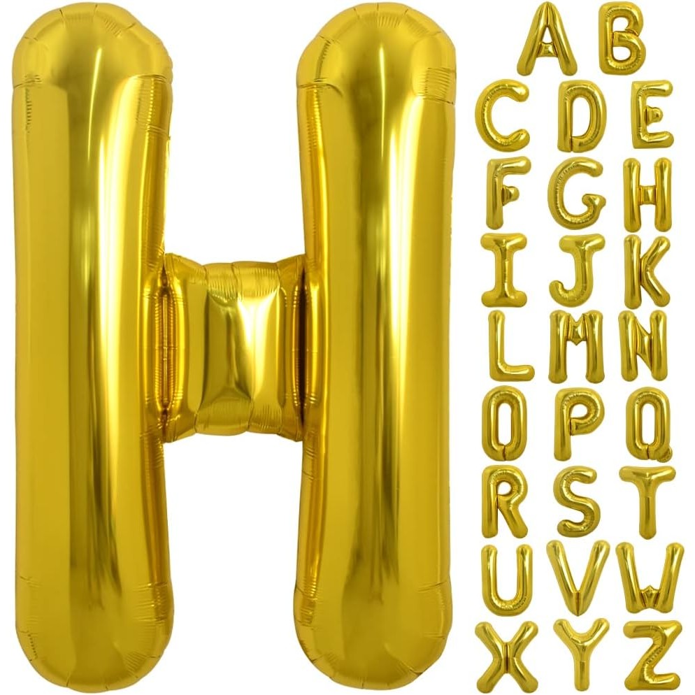 Balon Folie Metalizata Litera H, 40 Cm, Umflati Cu Heliu Sau Aer, Ambalaj Individual, Pai Inclus - vivimall.ro