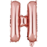 Balon Folie Metalizata Litera H, Vivimall, 40 cm, Umflati cu Heliu sau Aer, Ambalaj Individual, Pai inclus, Rose Gold - vivimall.ro