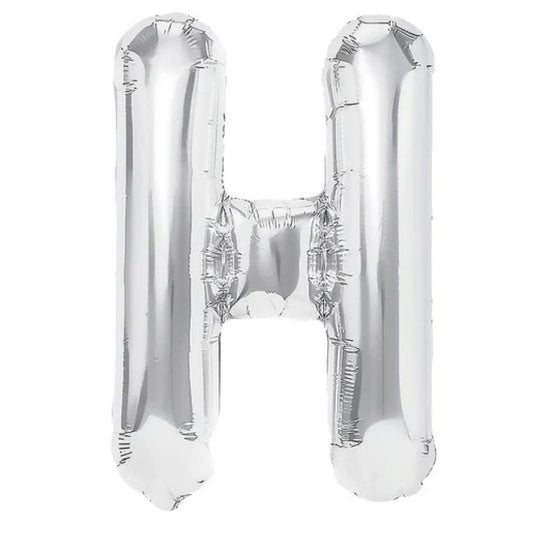 Balon Folie Metalizata Litera H, Vivimall, 80 cm, Umflati cu Heliu sau Aer, Ambalaj Individual, Pai inclus, Argintiu - vivimall.ro