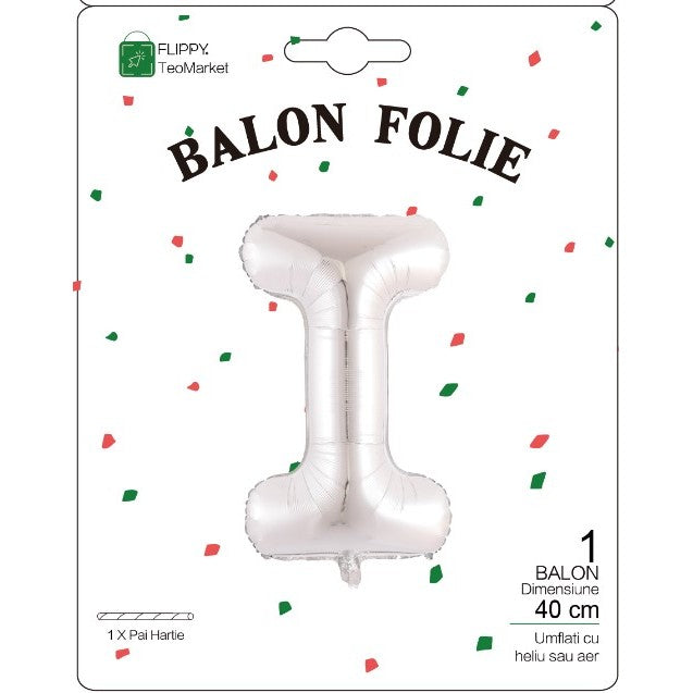 Balon Folie Metalizata Litera I, 40 Cm, Umflati Cu Heliu Sau Aer, Ambalaj Individual, Pai Inclus - vivimall.ro