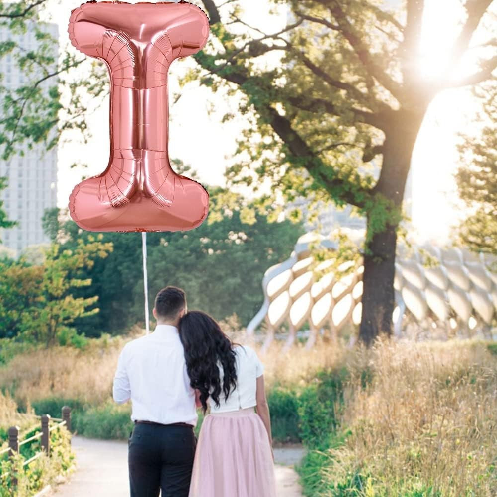 Balon Folie Metalizata Litera I, 80 Cm, Umflati Cu Heliu Sau Aer, Ambalaj Individual, Pai Inclus, Rose Gold - vivimall.ro