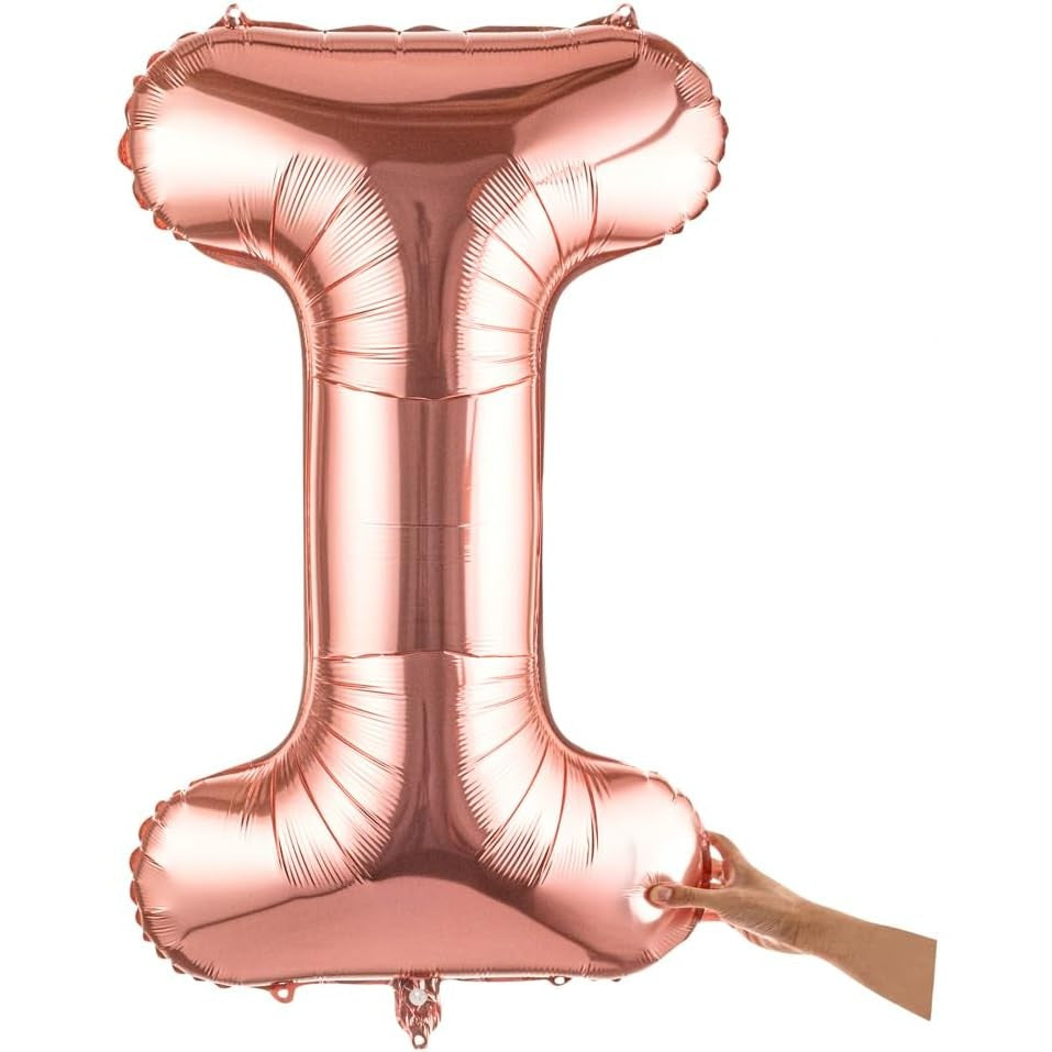 Balon Folie Metalizata Litera I, 80 Cm, Umflati Cu Heliu Sau Aer, Ambalaj Individual, Pai Inclus, Rose Gold - vivimall.ro