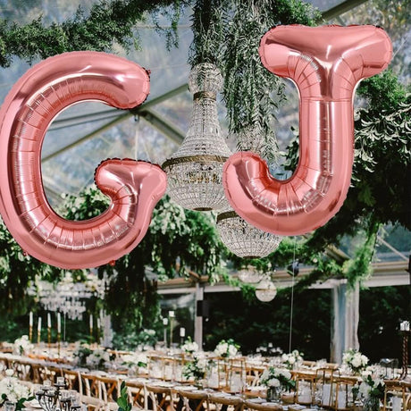 Balon Folie Metalizata Litera J, Vivimall, 100 cm, Umflati cu Heliu sau Aer, Ambalaj Individual, Pai inclus, Rose Gold - vivimall.ro