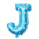 Balon Folie Metalizata Litera J, Vivimall, 40 cm, Cu Imprimeu Stelute, Umflati cu Heliu sau Aer, Ambalaj Individual, Pai inclus, Albastru - vivimall.ro