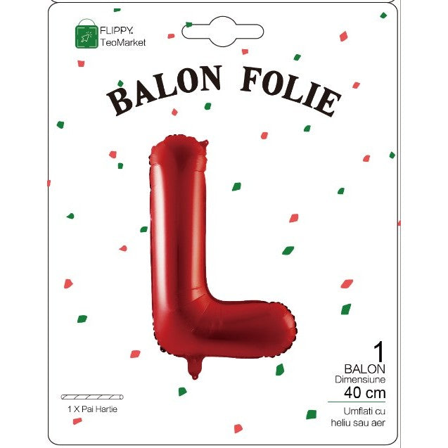 Balon Folie Metalizata Litera L, 40 Cm, Umflati Cu Heliu Sau Aer, Ambalaj Individual, Pai Inclus - vivimall.ro
