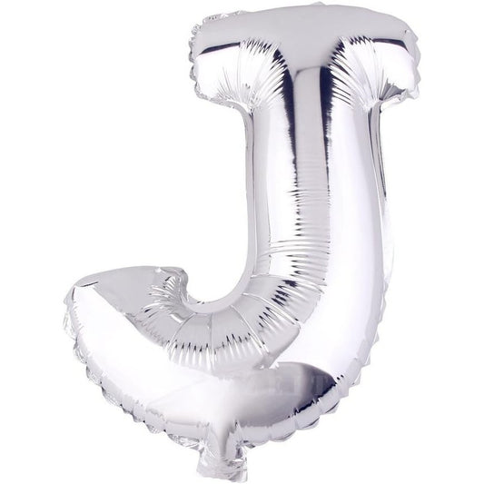 Balon Folie Metalizata Litera J, Vivimall, 80 cm, Umflati cu Heliu sau Aer, Ambalaj Individual, Pai inclus, Argintiu - vivimall.ro